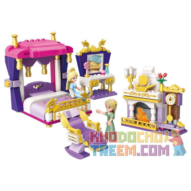 Enlighten 2601 Qman 2601 non  CÂU CHUYỆN TRƯỚC KHI ĐI NGỦ CỦA LEAH bộ đồ chơi xếp lắp ráp ghép mô hình Prinecess Leah PRINECESS LEAH LEAH'S BEDCHAMBER Công Chúa Leah 269 khối