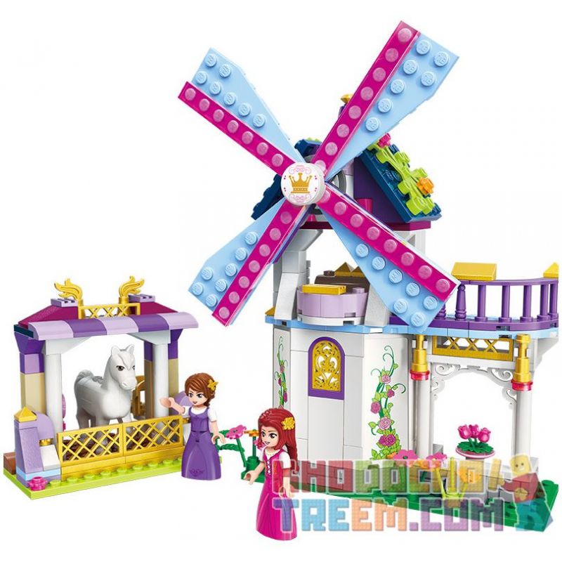 Enlighten 2604 Qman 2604 Xếp hình kiểu Lego PRINECESS LEAH Prinecess Leah Rainbow Windmill Princess Lay Rainbow Wind Car Wall Cối Xay Gió Cầu Vồng 209 khối