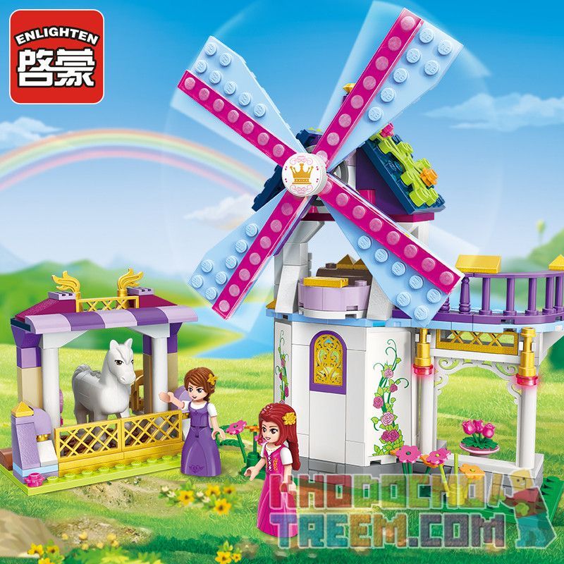 Enlighten 2604 Qman 2604 non  CỐI XAY GIÓ CẦU VỒNG bộ đồ chơi xếp lắp ráp ghép mô hình Prinecess Leah PRINECESS LEAH RAINBOW WINDMILL Công Chúa Leah 209 khối