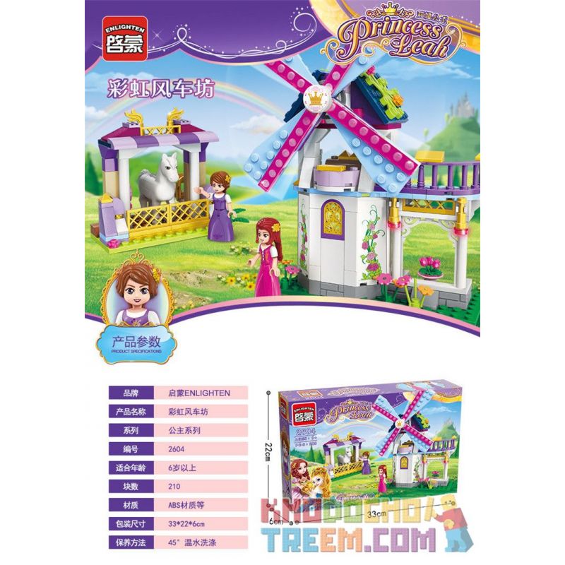Enlighten 2604 Qman 2604 non  CỐI XAY GIÓ CẦU VỒNG bộ đồ chơi xếp lắp ráp ghép mô hình Prinecess Leah PRINECESS LEAH RAINBOW WINDMILL Công Chúa Leah 209 khối