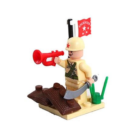 Enlighten 807 Qman 807 non  NGƯỜI THỔI KÈN bộ đồ chơi xếp lắp ráp ghép mô hình Military Army COMBATZONES CORNETS Quân Sự Bộ Đội 17 khối