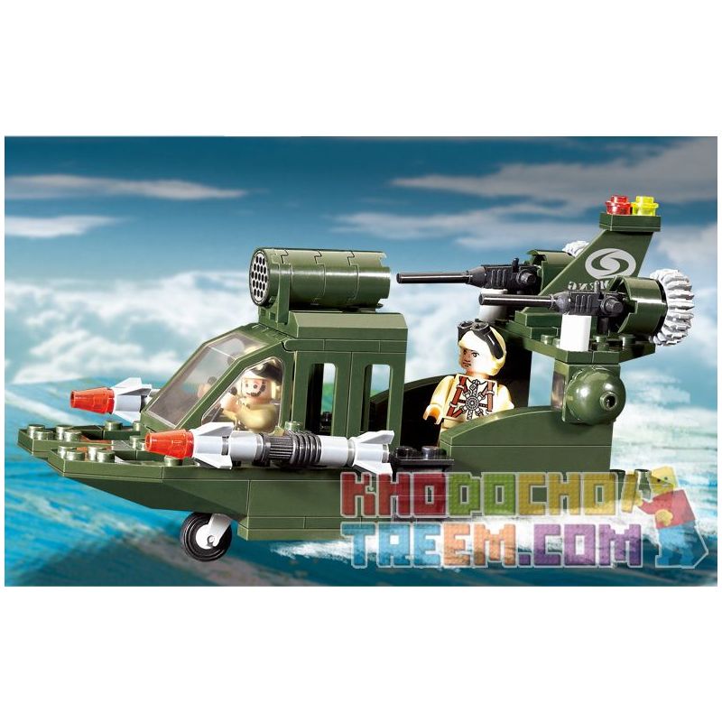 Enlighten 818 Qman 818 non  MÁY BAY TRỰC THĂNG bộ đồ chơi xếp lắp ráp ghép mô hình Military Army COMBATZONES HELICOPTER Quân Sự Bộ Đội 275 khối