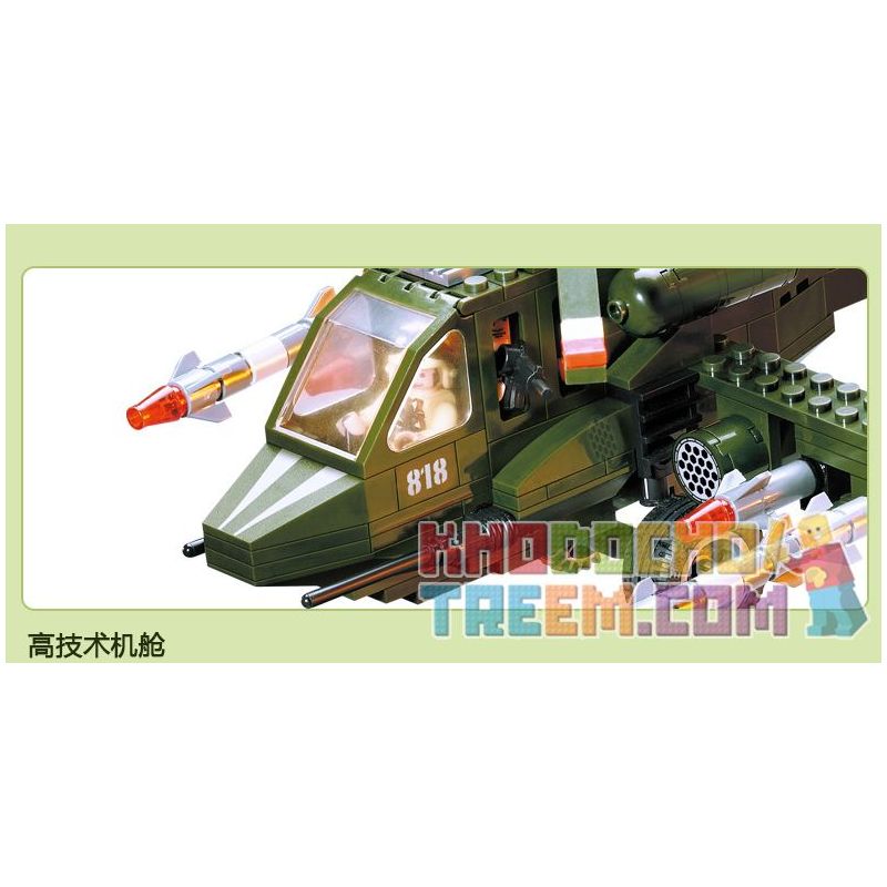 Enlighten 818 Qman 818 non  MÁY BAY TRỰC THĂNG bộ đồ chơi xếp lắp ráp ghép mô hình Military Army COMBATZONES HELICOPTER Quân Sự Bộ Đội 275 khối