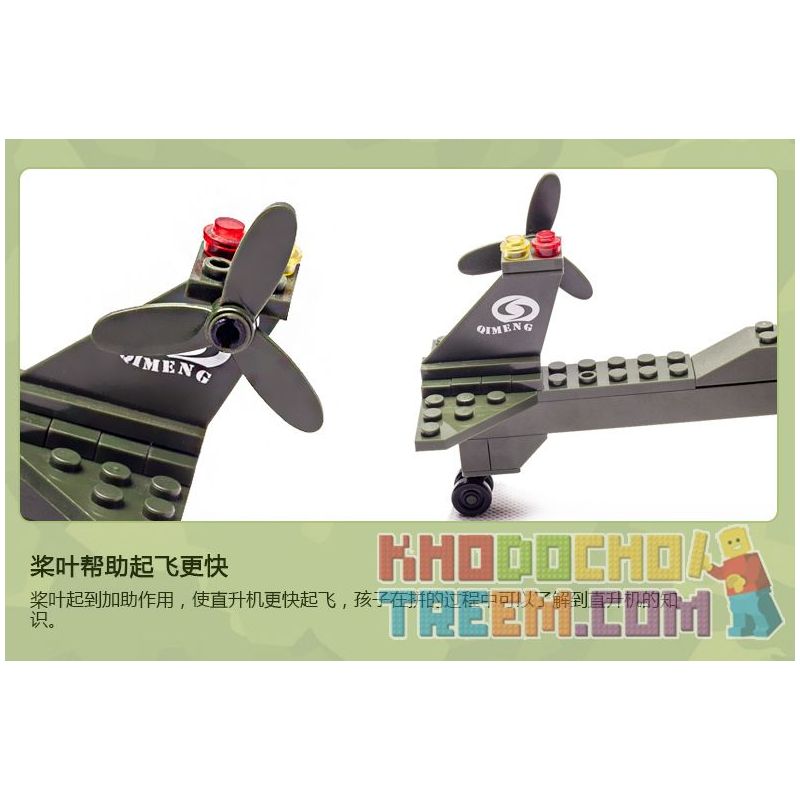 Enlighten 818 Qman 818 non  MÁY BAY TRỰC THĂNG bộ đồ chơi xếp lắp ráp ghép mô hình Military Army COMBATZONES HELICOPTER Quân Sự Bộ Đội 275 khối