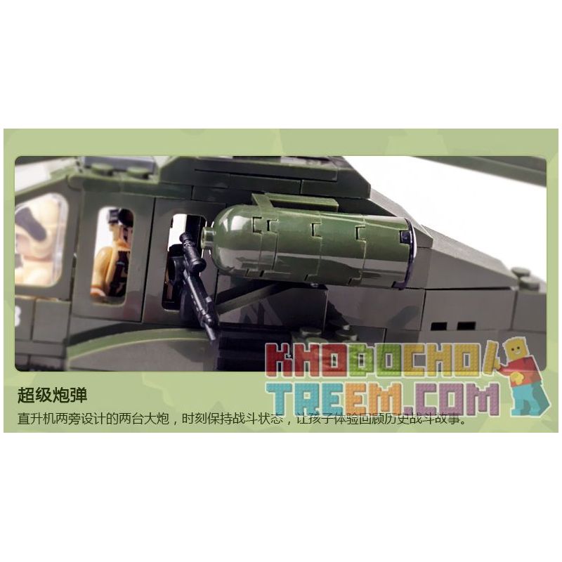 Enlighten 818 Qman 818 non  MÁY BAY TRỰC THĂNG bộ đồ chơi xếp lắp ráp ghép mô hình Military Army COMBATZONES HELICOPTER Quân Sự Bộ Đội 275 khối