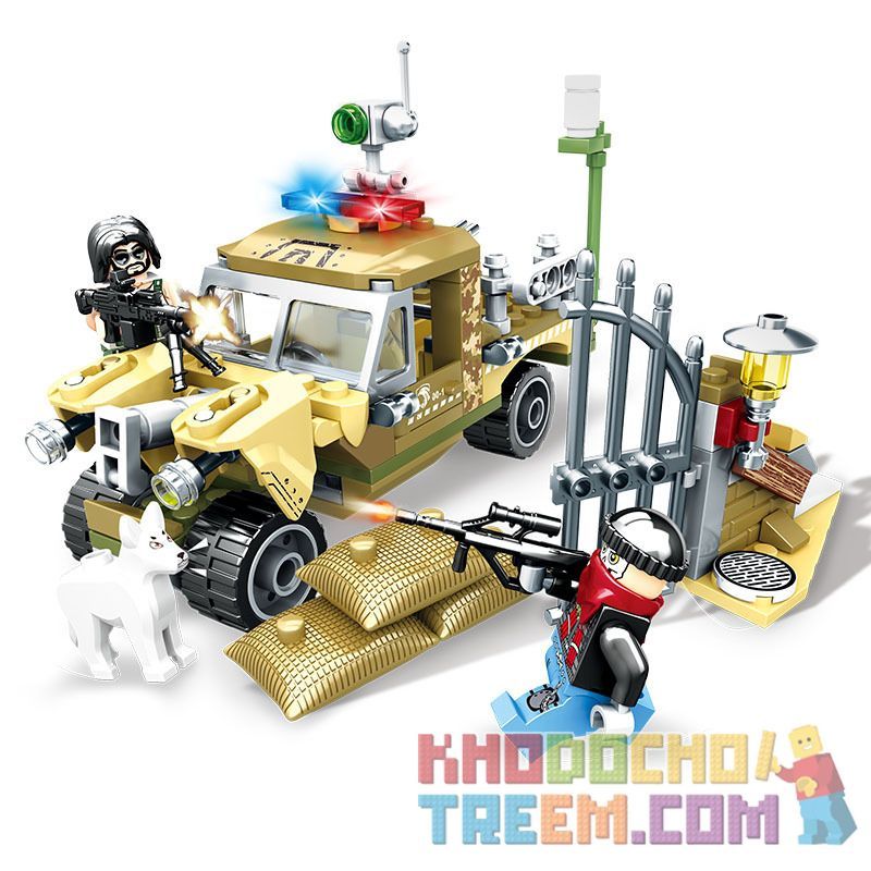 SEMBO 11663 non Lego TUẦN TRA NHÀ HÁT bộ đồ chơi xếp lắp ráp ghép mô hình Black Gold Cuộc Chiến Vàng Đen 169 khối
