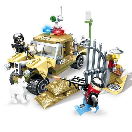 SEMBO 11663 non  TUẦN TRA NHÀ HÁT bộ đồ chơi xếp lắp ráp ghép mô hình Black Gold Cuộc Chiến Vàng Đen 169 khối