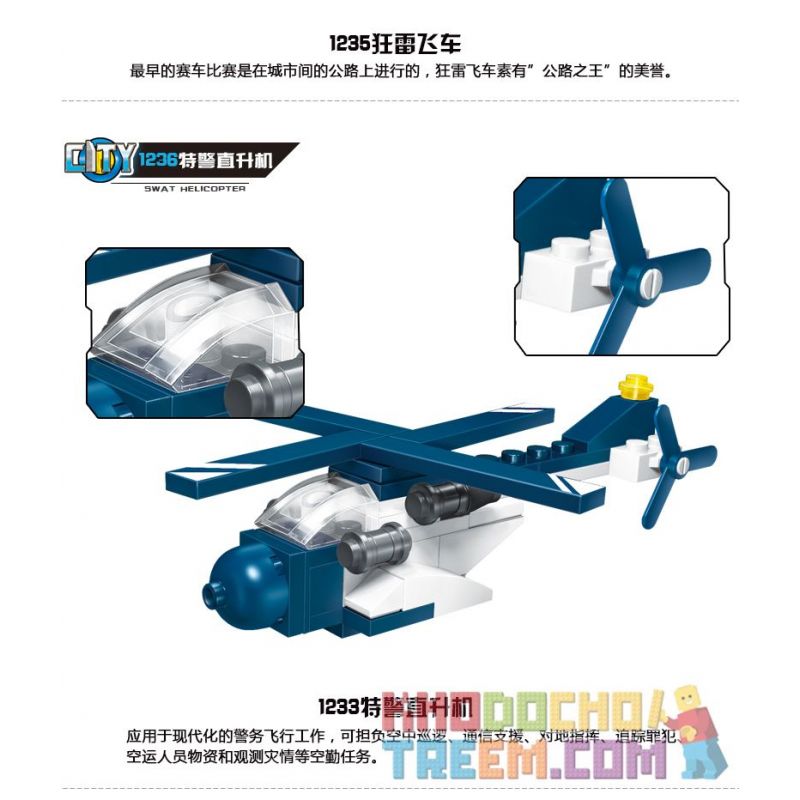 Enlighten 1233 1234 1235 1236 Qman 1233 1234 1235 1236 non  XE MINI 4 LOẠI TÀU CAO TỐC CẢNH SÁT HƠI NƯỚC SIÊU SẤM SÉT KUANG TRỰC THĂNG ĐẶC NHIỆM bộ đồ chơi xếp lắp ráp ghép mô hình Mini Modular Đường Phố Thu Nhỏ