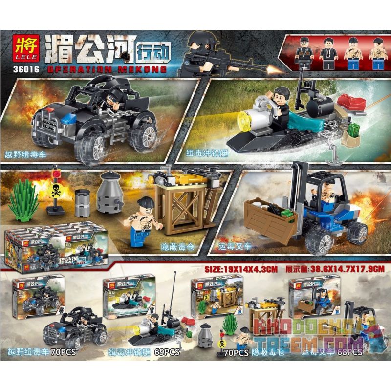 LELE 36016 non Lego 4 CẢNH NHỎ OPERATION MEKONG bộ đồ chơi xếp lắp ráp ghép mô hình Đội Đặc Nhiệm Mekong 277 khối