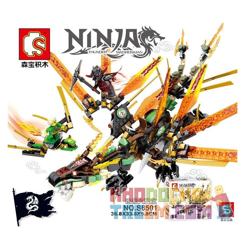 SHENG YUAN SY S8501 8501 non Lego ĐẤU DÂY TỐI bộ đồ chơi xếp lắp ráp ghép mô hình The Lego Ninjago Movie NINJA THUNDER SWORDSMAN Ninja Lốc Xoáy 476 khối