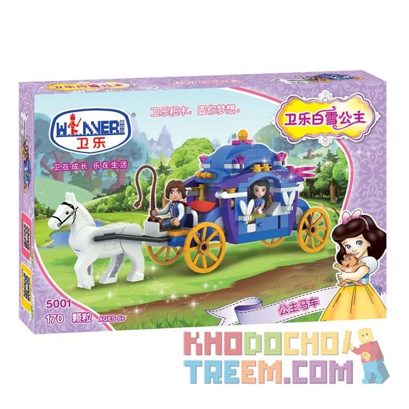 Winner 5001 non  XE CÔNG CHÚA bộ đồ chơi xếp lắp ráp ghép mô hình Snow White Princess Nàng Bạch Tuyết 170 khối