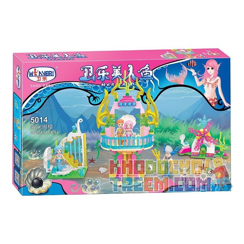 Winner 5014 non  GÁC XÉP BIỂN bộ đồ chơi xếp lắp ráp ghép mô hình Mermaid Nàng Tiên Cá 232 khối
