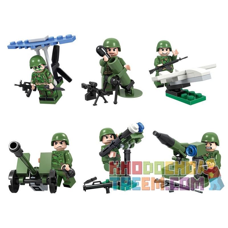 WINNER JEMLOU 8013 8013A 8013B 8013C 8013D 8013E 8013F Xếp hình kiểu Lego TANK BATTLE TankBattle Land War Soldier People 6 Soldier Minifigures 6 Mặt Hàng gồm 6 hộp nhỏ