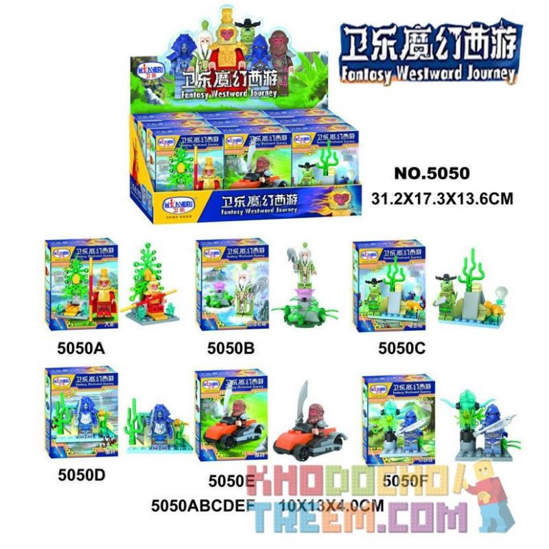 WINNER 5050 5050A 5050B 5050C 5050D 5050E 5050F Xếp hình kiểu Lego MONKIE KID Fantasy Westward Journey Wei Le Magic Westward Journey 6 Minifigure Scenes Minifigures 6 Mô Hình gồm 6 hộp nhỏ 187 khối