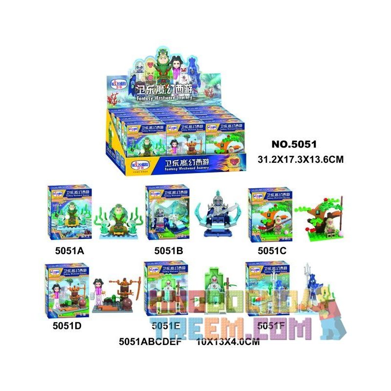 WINNER JEMLOU 5051 5051A 5051B 5051C 5051D 5051E 5051F Xếp hình kiểu Lego MONKIE KID Fantasy Westward Journey Wei Music Magic Westward Journey Human Small Scene 6 Minifigures 6 Mô Hình gồm 6 hộp nhỏ 1