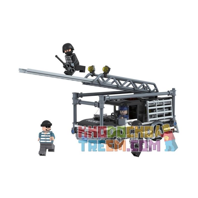 Winner 7001 Xếp hình kiểu Lego City SWAT Urban Special Police Explosion-proof Cloud Ladder Xe Thang Chống Cháy Nổ 240 khối