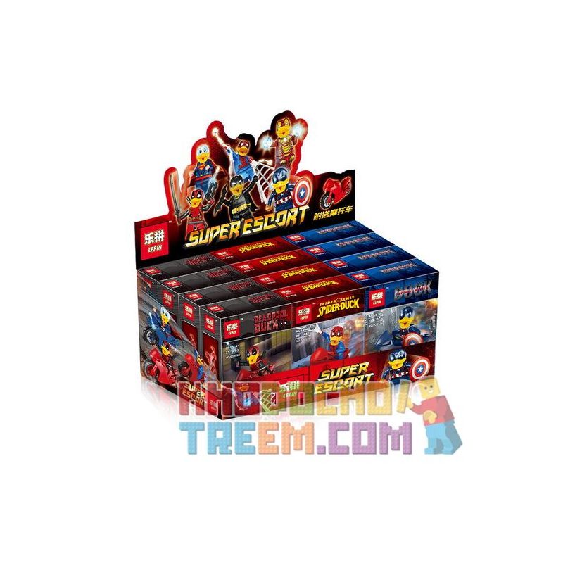 LEPIN 03059 non Lego DEADPOOL HOWARD VỊT KỲ LẠ QUAY MINIFIGURE 6 bộ đồ chơi xếp lắp ráp ghép mô hình Super Heroes SUPER ESCORT Siêu Nhân Anh Hùng