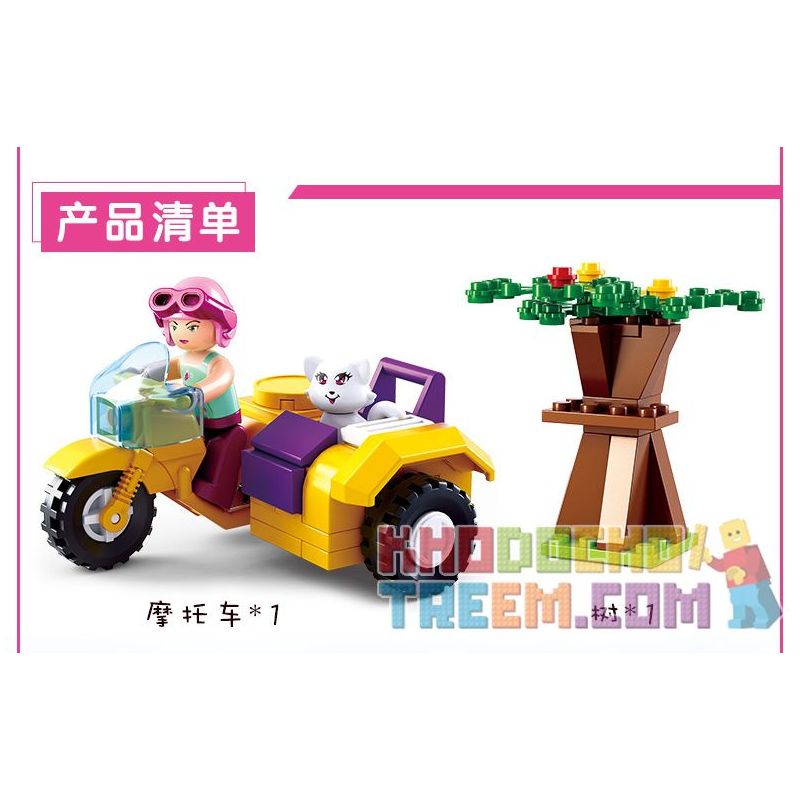 SLUBAN M38 non  4 LOẠI PHƯƠNG TIỆN bộ đồ chơi xếp lắp ráp ghép mô hình Girl's Dream Giấc Mơ Con Gái 283 khối