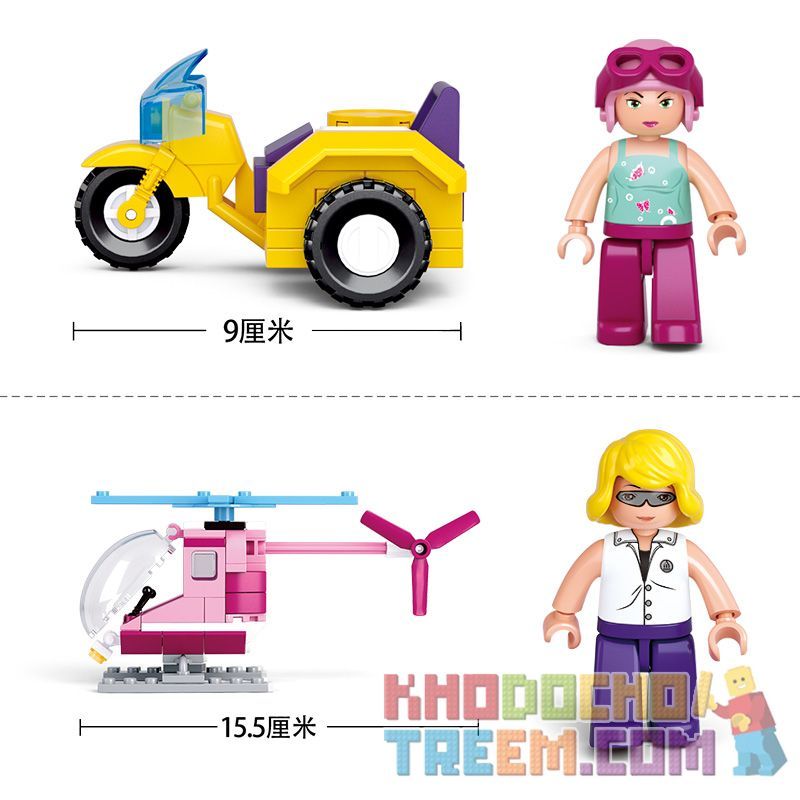 SLUBAN M38 non  4 LOẠI PHƯƠNG TIỆN bộ đồ chơi xếp lắp ráp ghép mô hình Girl's Dream Giấc Mơ Con Gái 283 khối