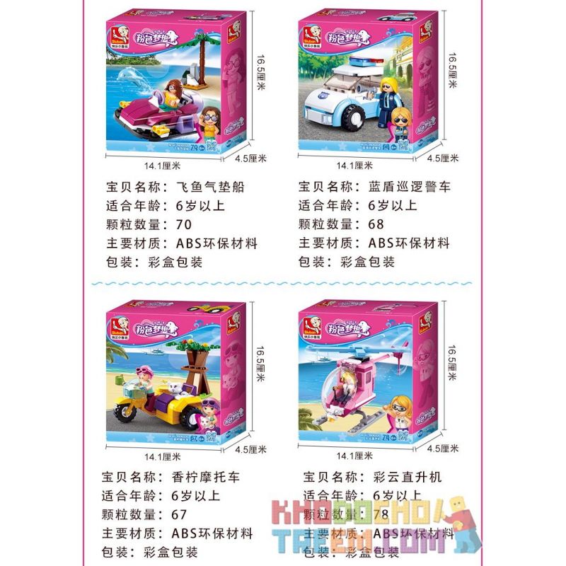 SLUBAN M38 non  4 LOẠI PHƯƠNG TIỆN bộ đồ chơi xếp lắp ráp ghép mô hình Girl's Dream Giấc Mơ Con Gái 283 khối