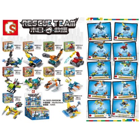 SEMBO SD9014 9014 non  10 LOẠI PHƯƠNG TIỆN bộ đồ chơi xếp lắp ráp ghép mô hình Rescue Team Đội Cứu Hộ 275 khối