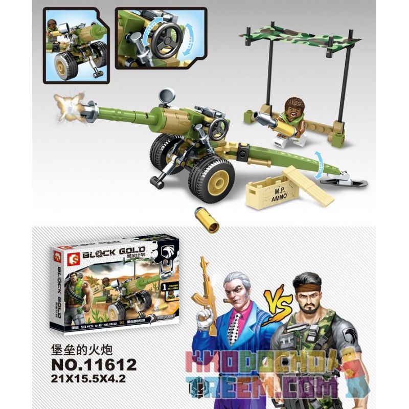 SEMBO 11612 non  PHÁO ĐÀI bộ đồ chơi xếp lắp ráp ghép mô hình Black Gold Cuộc Chiến Vàng Đen 93 khối