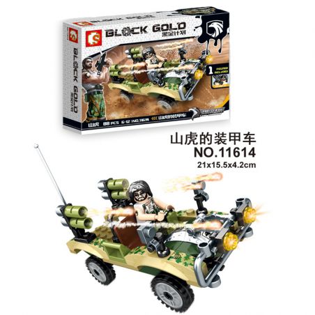 SEMBO 11614 non  XE BỌC THÉP CỦA SHANHU bộ đồ chơi xếp lắp ráp ghép mô hình Black Gold Cuộc Chiến Vàng Đen 88 khối