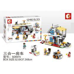 SEMBO WEKKI VIGGI SD6970 6970 non  RV CABIN KỲ NGHỈ DU THUYỀN BA TRONG MỘT bộ đồ chơi xếp lắp ráp ghép mô hình Creator 3 In 1 Sáng Tạo Với 3 Mẫu 662 khối