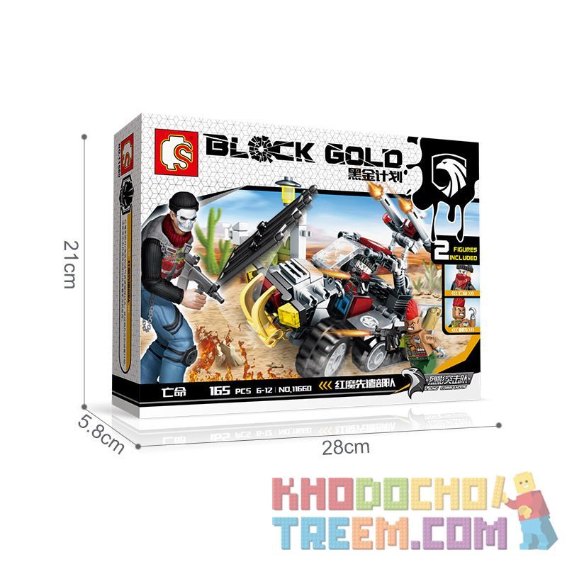 SEMBO 11660 non  RED DEVILS ADVANCE FORCE bộ đồ chơi xếp lắp ráp ghép mô hình Black Gold Cuộc Chiến Vàng Đen 165 khối