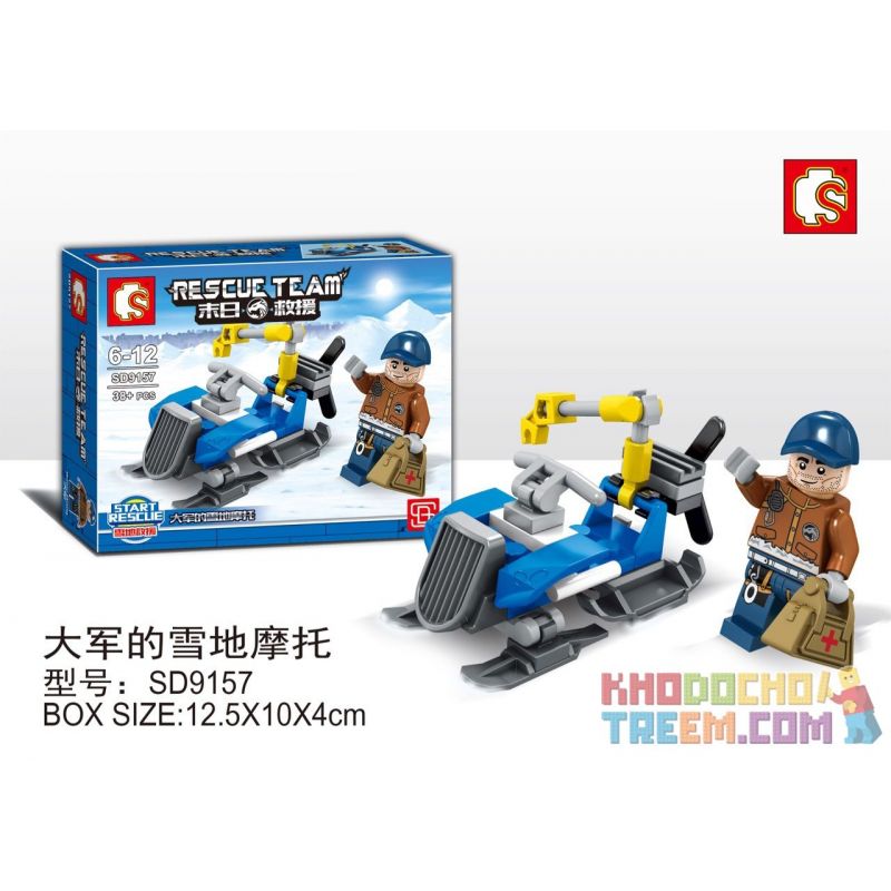 SEMBO SD9157 9157 Xếp hình kiểu Lego RESCUE TEAM Doomsday Rescue Great Army Snowmobile Đội Quân Xe Trượt Tuyết 38 khối