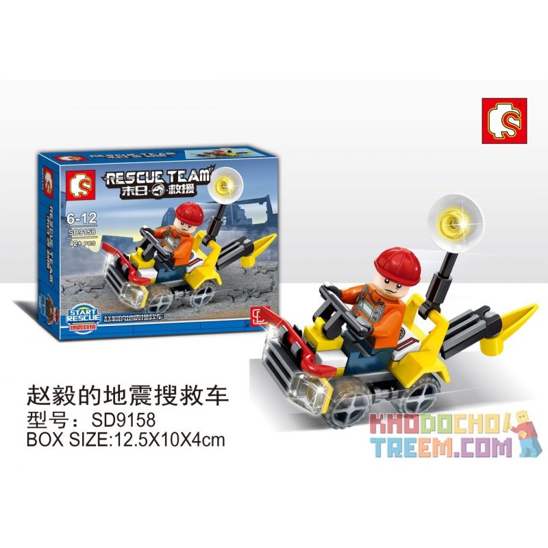 SEMBO WEKKI VIGGI SD9158 9158 non Lego PHƯƠNG TIỆN TÌM KIẾM VÀ CỨU HỘ ĐỘNG ĐẤT CỦA ZHAO YI bộ đồ chơi xếp lắp ráp ghép mô hình Rescue Team Đội Cứu Hộ 42 khối