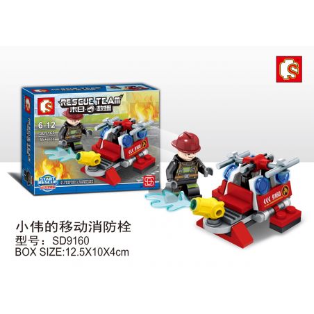 SEMBO SD9160 9160 non  TRỤ CỨU HỎA DI ĐỘNG CỦA XIAOWEI bộ đồ chơi xếp lắp ráp ghép mô hình Rescue Team Đội Cứu Hộ 55 khối