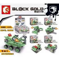 SEMBO 11517 11518 11519 Xếp hình kiểu Lego BLACK GOLD Black Plan Four Combination Of Four Four-in-one Combination 4 Cỗ Xe, Kết Hợp 4 Trong 1 gồm 2 hộp nhỏ 79 khối