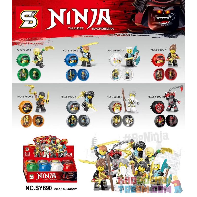 SHENG YUAN SY SY690 non Lego 8 NHÂN VẬT NHỎ bộ đồ chơi xếp lắp ráp ghép mô hình The Lego Ninjago Movie NINJA THUNDER SWORDSMAN Ninja Lốc Xoáy