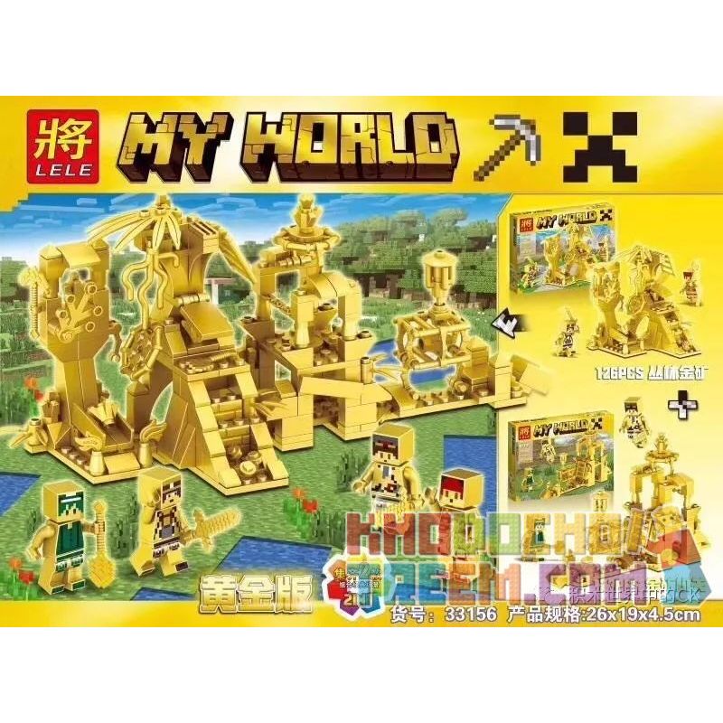 LELE 33156-1 33156-2 33156 non Lego GOLD EDITION MINE JUNGLE CƠ QUAN MỎ VÀNG bộ đồ chơi xếp lắp ráp ghép mô hình Minecraft MY WORLD Game Xây Dựng 249 khối