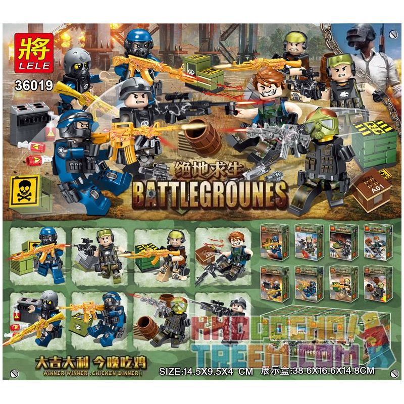LELE 36019 non Lego 8 NHÂN VẬT NHỎ bộ đồ chơi xếp lắp ráp ghép mô hình Pubg Battlegrounds Bắn Súng 145954 khối