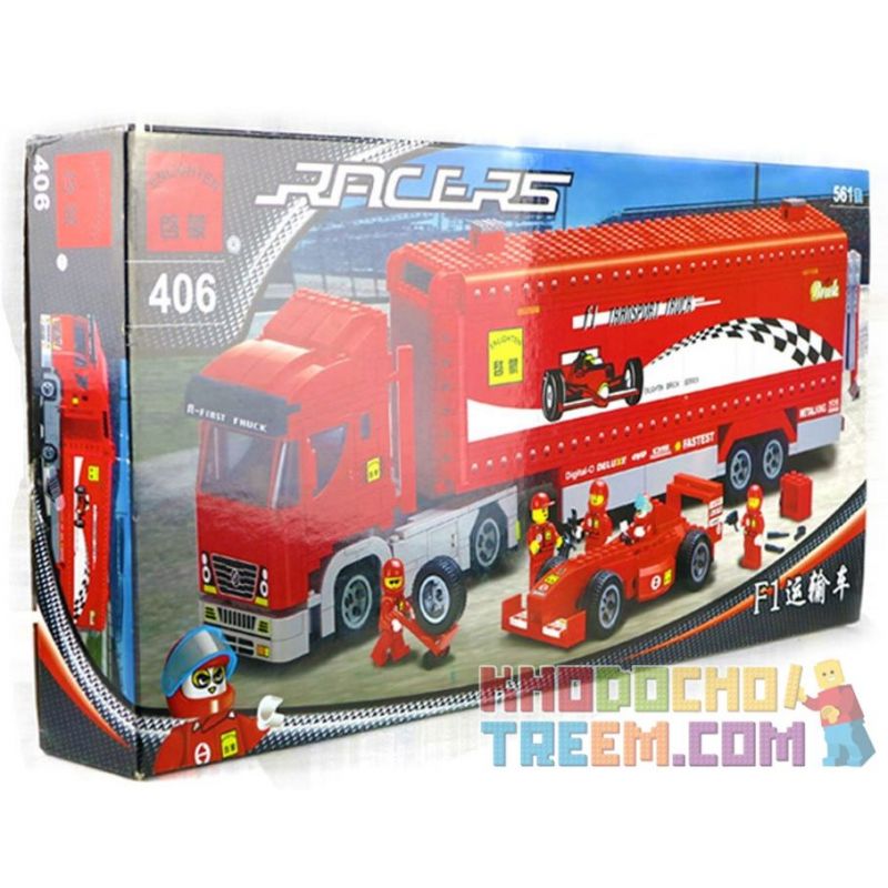 NOT Lego SCUDERIA FERRARI TRUCK 8654 Enlighten 406 Qman 406 xếp lắp ráp ghép mô hình XE TẢI SCUDERIA FERRARI Racers Đua Tốc Độ 813 khối