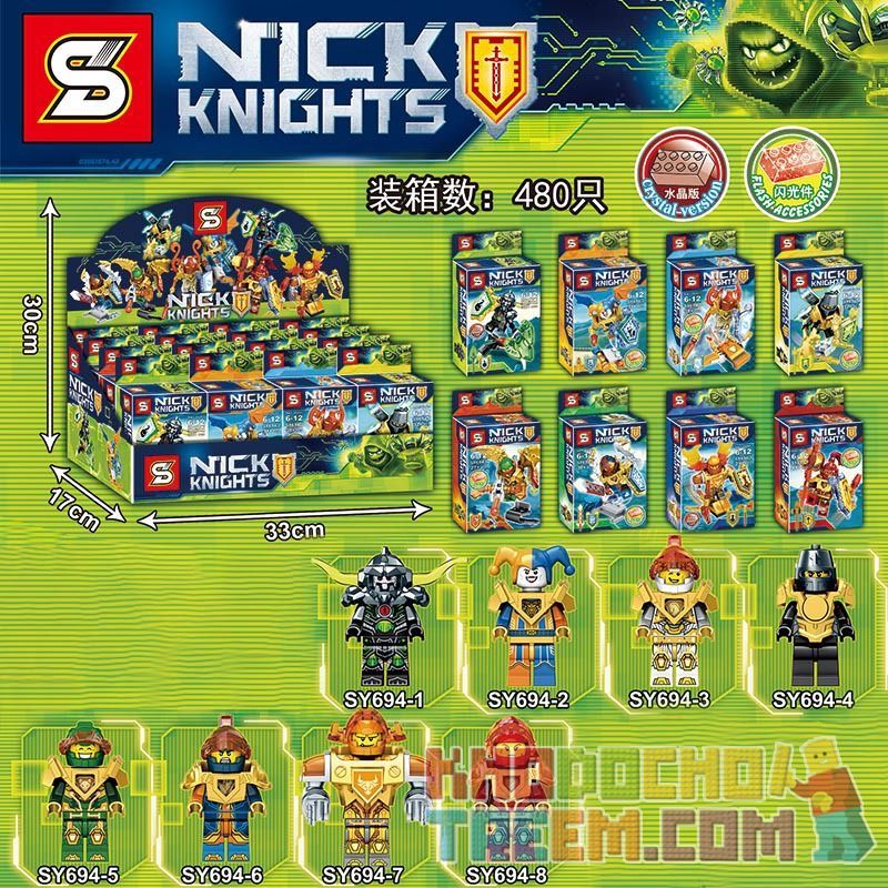SHENG YUAN SY SY694 non Lego NHÂN VẬT NHỎ TRONG FUTURE KNIGHTS 8 bộ đồ chơi xếp lắp ráp ghép mô hình Nexo Knights Hiệp Sỹ Nexo 209 khối