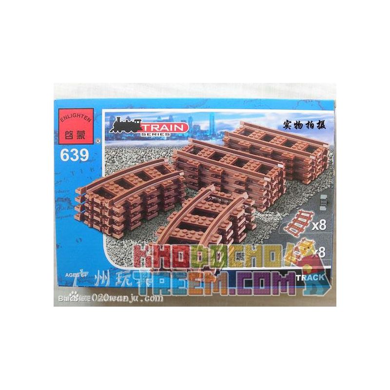 NOT Lego STRAIGHT AND CURVED RAILS 7896 Enlighten 639 Qman 639 xếp lắp ráp ghép mô hình ĐƯỜNG RAY THẲNG VÀ CONG City Thành Phố 16 khối