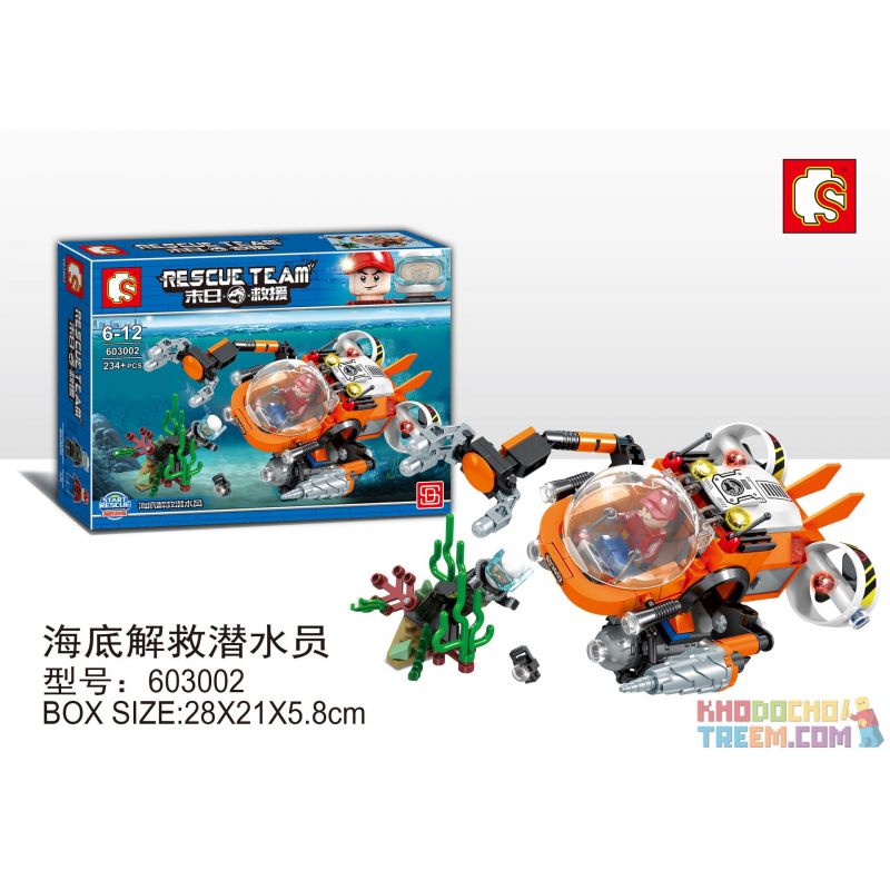 SEMBO 603002 non Lego THỢ LẶN CỨU HỘ DƯỚI BIỂN bộ đồ chơi xếp lắp ráp ghép mô hình Rescue Team Đội Cứu Hộ 234 khối