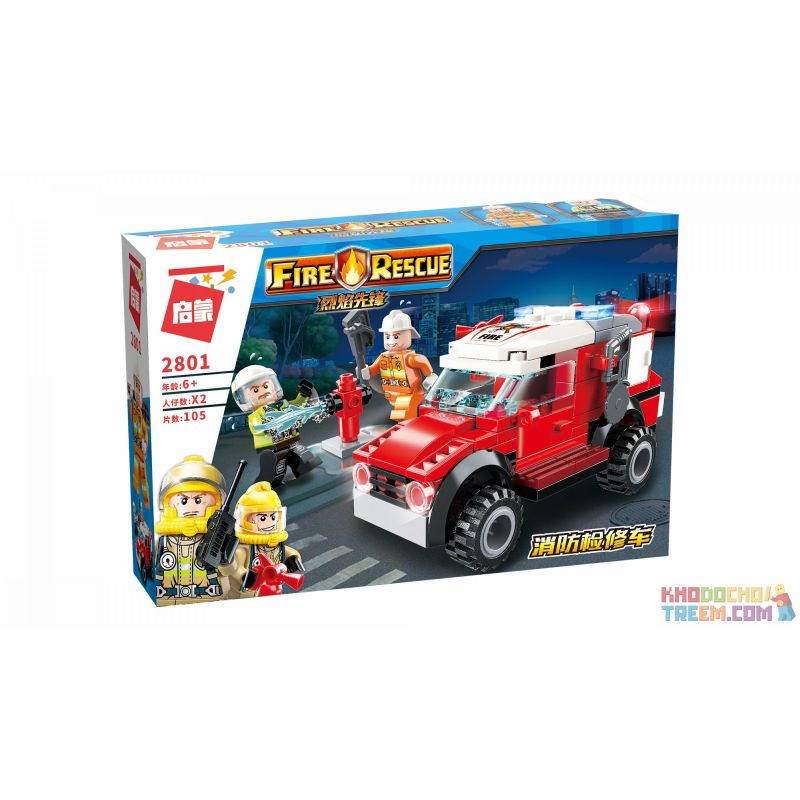Enlighten 2801 Qman 2801 non  XE CỨU HỎA bộ đồ chơi xếp lắp ráp ghép mô hình Fire Rescure FIRERESCUE 105 khối