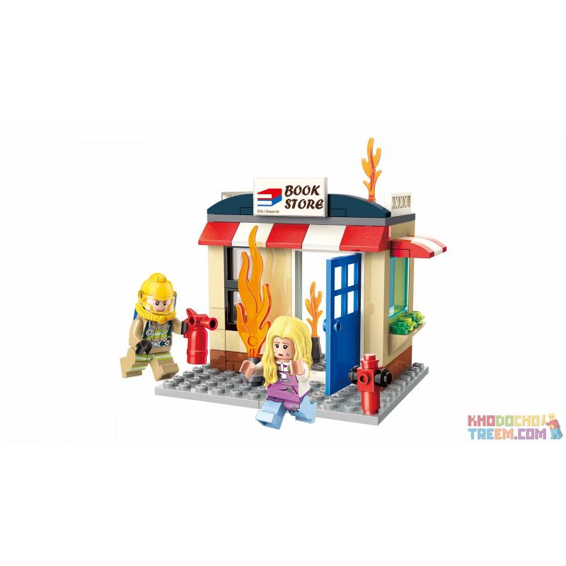 Enlighten 2804 Qman 2804 non Lego PHÒNG CHÁY CHỮA HIỆU SÁCH bộ đồ chơi xếp lắp ráp ghép mô hình Fire Rescure FIRERESCUE Cứu Hỏa 88 khối