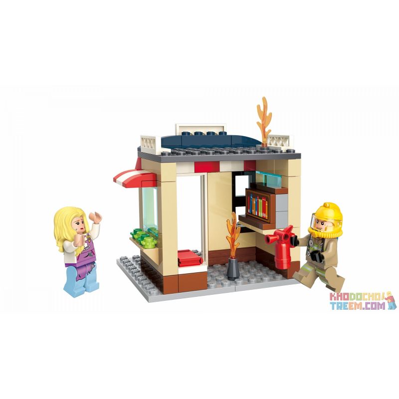 Enlighten 2804 Qman 2804 non  PHÒNG CHÁY CHỮA HIỆU SÁCH bộ đồ chơi xếp lắp ráp ghép mô hình Fire Rescure FIRERESCUE Cứu Hỏa 88 khối