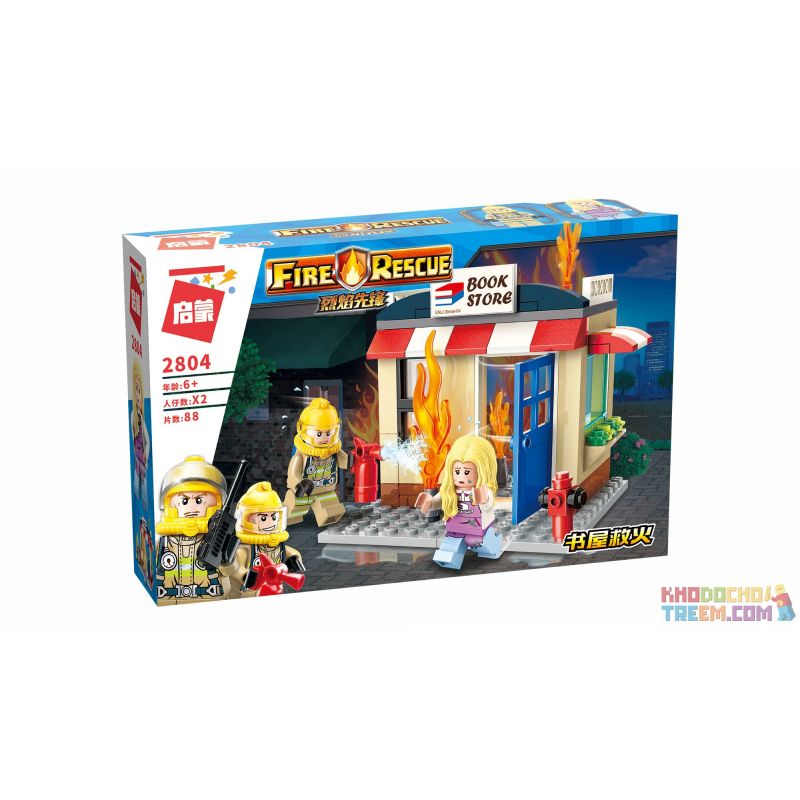 Enlighten 2804 Qman 2804 non  PHÒNG CHÁY CHỮA HIỆU SÁCH bộ đồ chơi xếp lắp ráp ghép mô hình Fire Rescure FIRERESCUE Cứu Hỏa 88 khối
