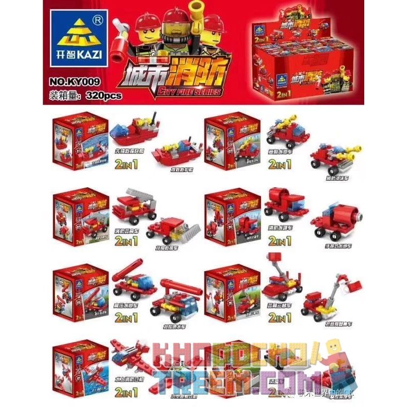 Kazi KY009 non Lego 8 LOẠI PHƯƠNG TIỆN CHỮA CHÁY ĐÔ THỊ bộ đồ chơi xếp lắp ráp ghép mô hình City CITY FIRE SERIES Thành Phố