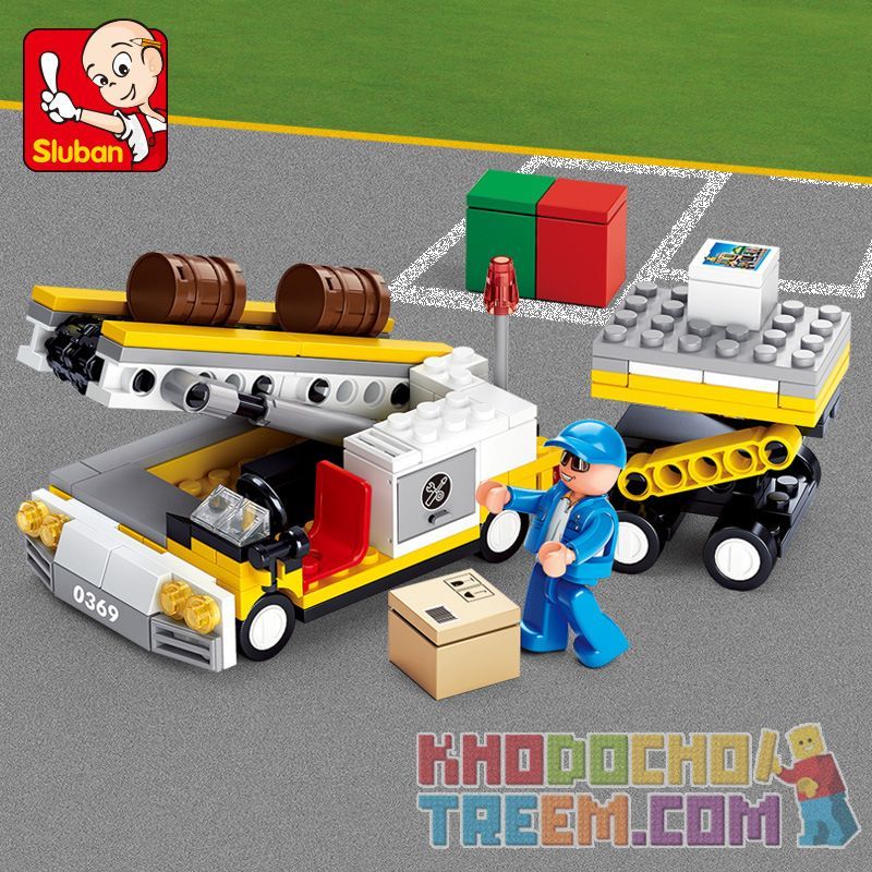 SLUBAN M38-B0369 B0369 0369 M38B0369 38-B0369 non  XE CHUYỂN HÀNH LÝ bộ đồ chơi xếp lắp ráp ghép mô hình City AVIATION Thành Phố 222 khối