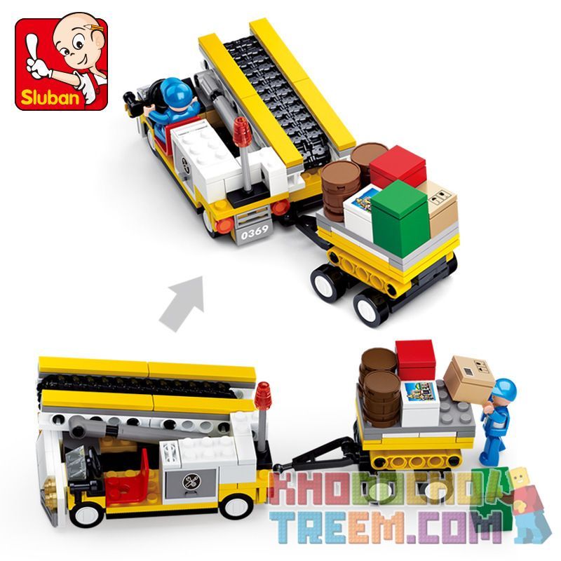 SLUBAN M38-B0369 B0369 0369 M38B0369 38-B0369 non  XE CHUYỂN HÀNH LÝ bộ đồ chơi xếp lắp ráp ghép mô hình City AVIATION Thành Phố 222 khối