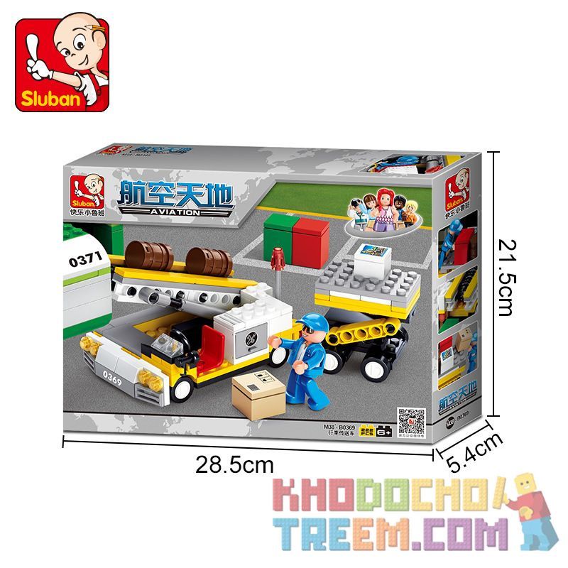 SLUBAN M38-B0369 B0369 0369 M38B0369 38-B0369 non  XE CHUYỂN HÀNH LÝ bộ đồ chơi xếp lắp ráp ghép mô hình City AVIATION Thành Phố 222 khối