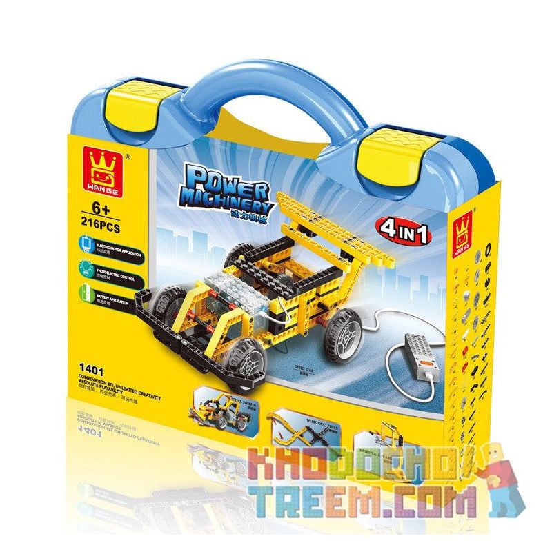 WANGE DR.LUCK 1401 non  XE BIẾN TỐC LAU NHÀ KÌM ỐNG LỒNG GIÁ ĐỠ BÓNG RỔ bộ đồ chơi xếp lắp ráp ghép mô hình Mindstorms POWER MACHINSRY SPEED CAR、STREET SWEEPER、TELESCOPIC PLIERS、BASKETBALL FRAME Lập Trình Khoa Học 216 khối