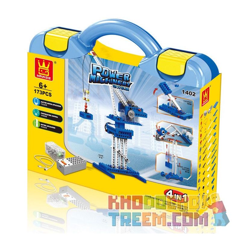 WANGE DR.LUCK 1402 non  CẦN TRỤC MÁY PHÓNG SÂU BƯỚM XE TRỌNG LỰC bộ đồ chơi xếp lắp ráp ghép mô hình Mindstorms POWER MACHINSRY CRANE、CATAPUL、CATERPILLARS、WEIGHT LIFTING MACHINE Lập Trình Khoa Học 173 khối